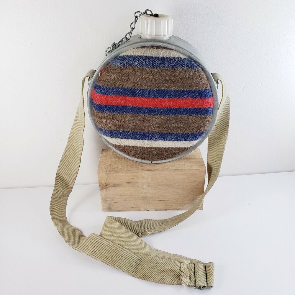 Water Canteen Stripe Blanket Covering Plastic Hiking Gear Camping Western Lodge